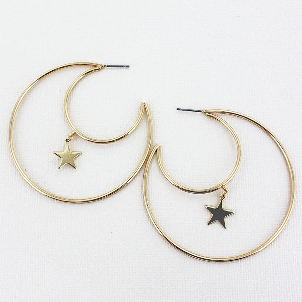 Gold Star Hoop Earrings